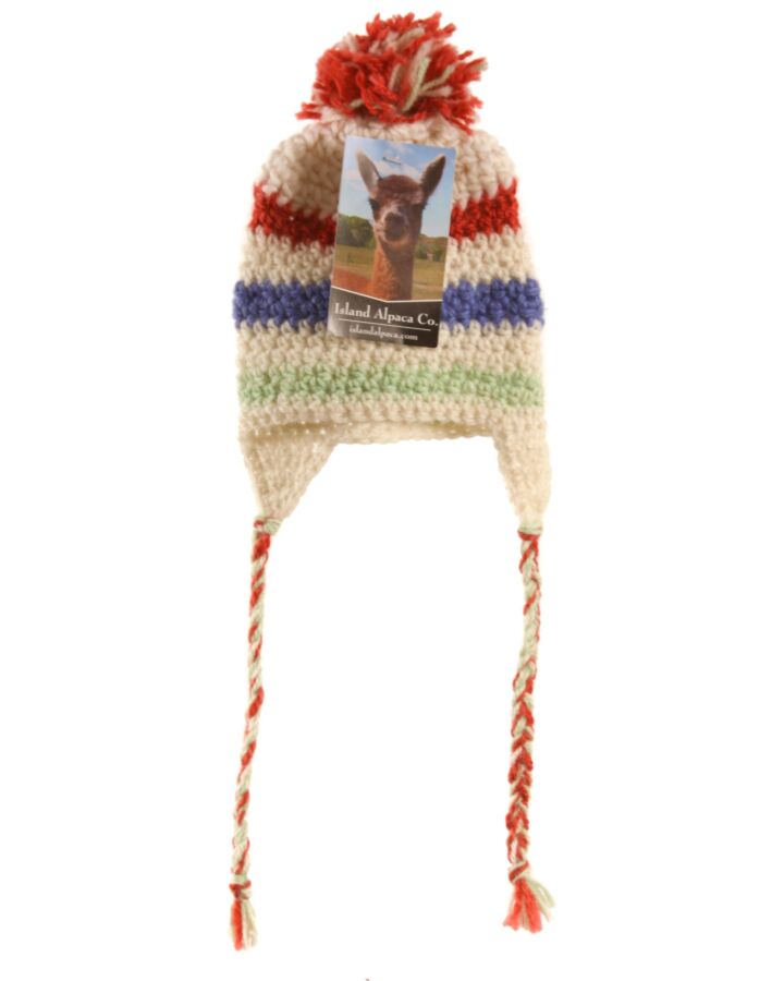 ISLAND ALPACA CO.  MULTI-COLOR KNIT STRIPED  HAT