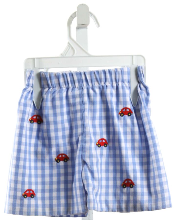 ZUCCINI  BLUE  GINGHAM EMBROIDERED SHORTS