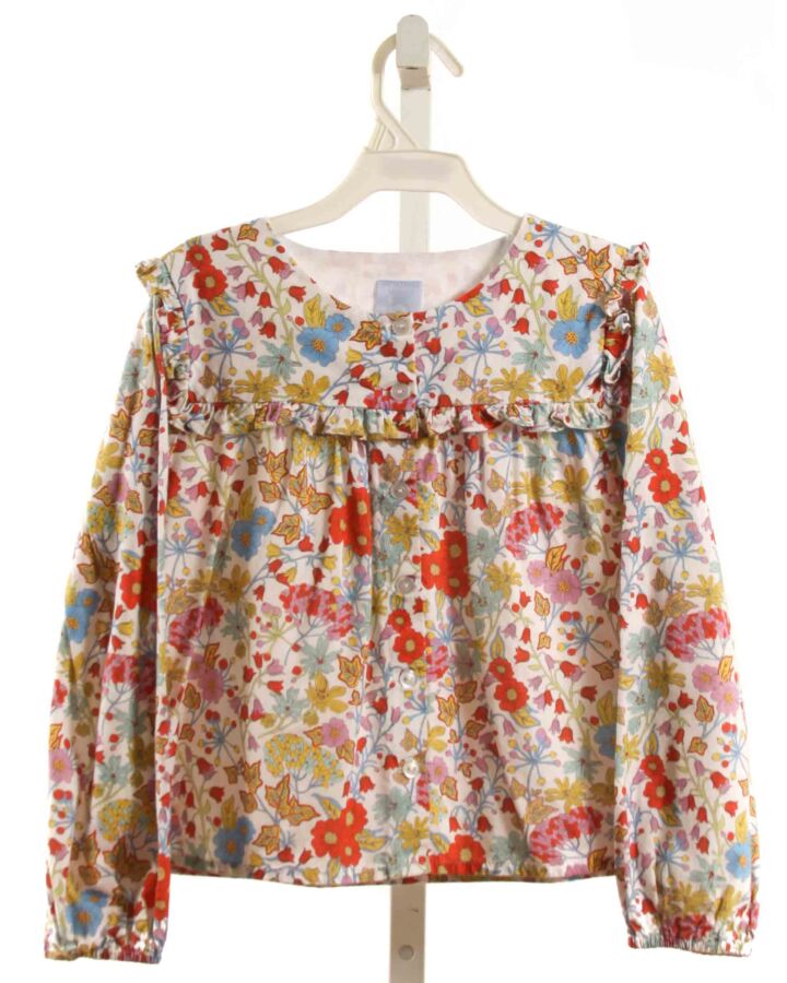 BELLA BLISS  MULTI-COLOR  FLORAL  DRESS SHIRT WITH RUFFLE