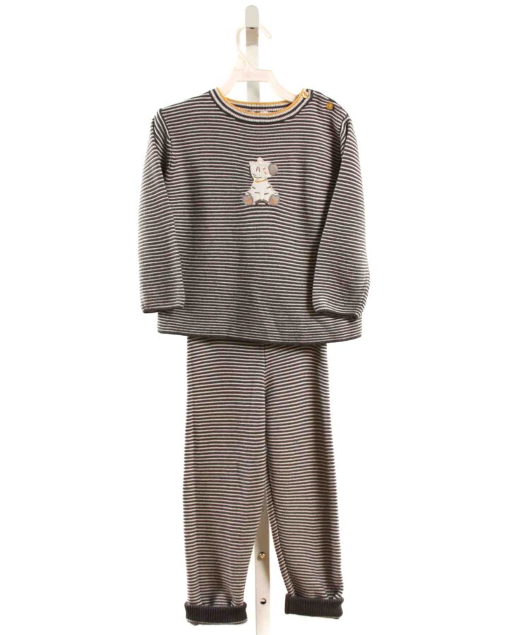 TUTTO PICCOLO  GRAY  STRIPED APPLIQUED 2-PIECE OUTFIT