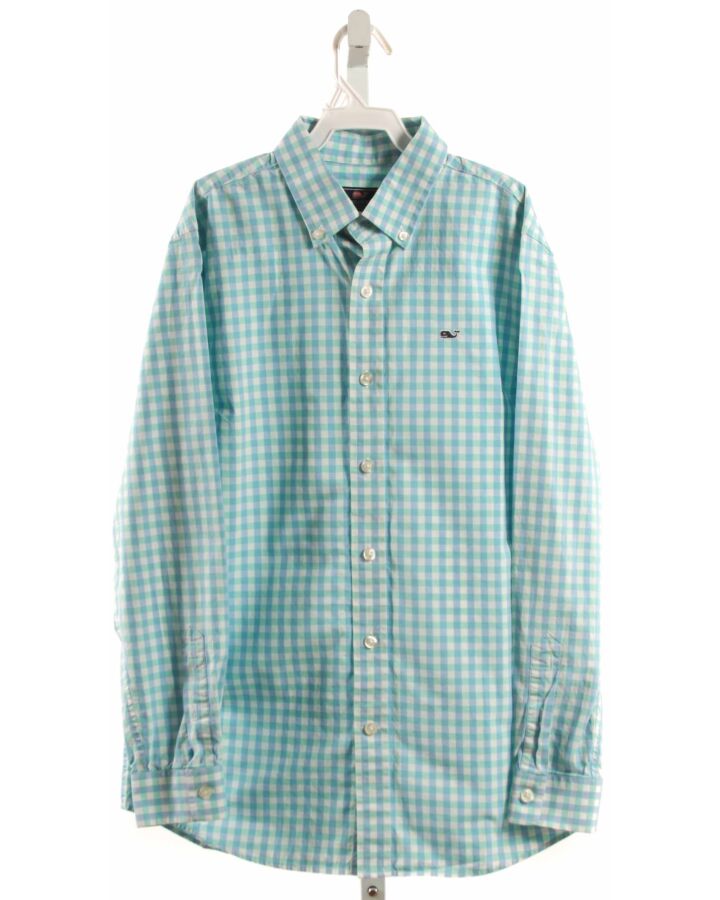 VINEYARD VINES  AQUA  GINGHAM  DRESS SHIRT