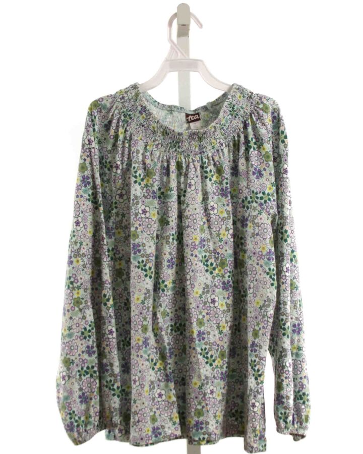 TEA  PURPLE  FLORAL  KNIT LS SHIRT