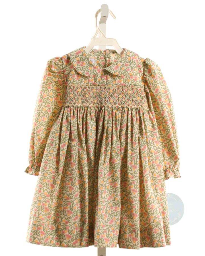 LITTLE ENGLISH  GREEN  FLORAL SMOCKED DRESS