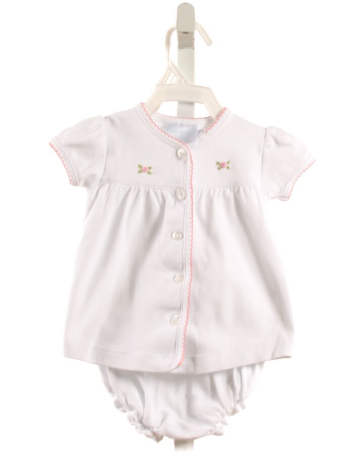 LITTLE ENGLISH  WHITE  FLORAL EMBROIDERED 2-PIECE OUTFIT WITH PICOT STITCHING