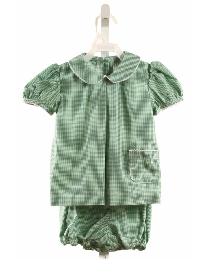 BANBURY CROSS  GREEN  GINGHAM  2-PIECE OUTFIT WITH PICOT STITCHING