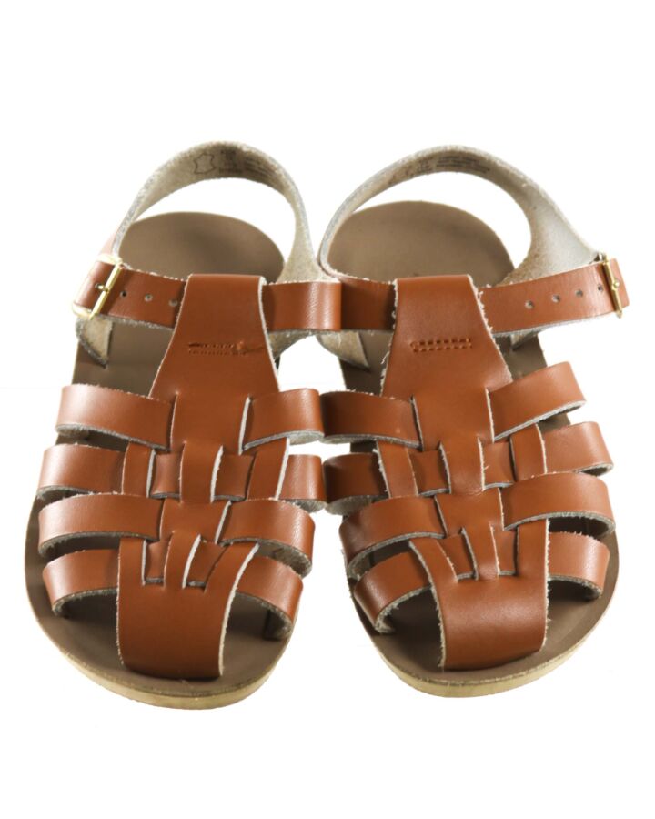 SUN SANS/ SALTWATER SANDALS BROWN SANDALS  *EUC SIZE CHILD 2