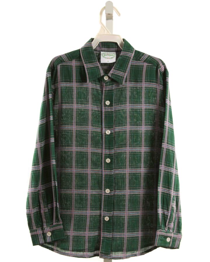 GRACE & JAMES  GREEN  PLAID  DRESS SHIRT