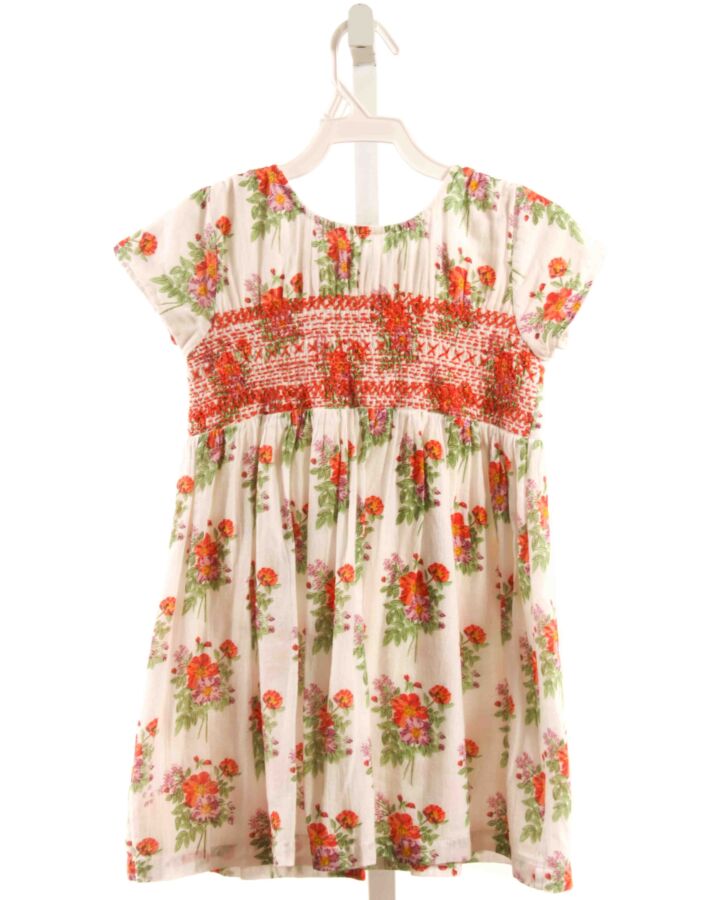 PINK CHICKEN  RED  FLORAL SMOCKED DRESS