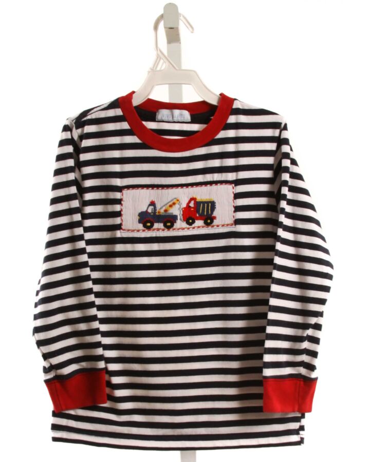 VIVE LA FETE  NAVY  STRIPED SMOCKED KNIT LS SHIRT