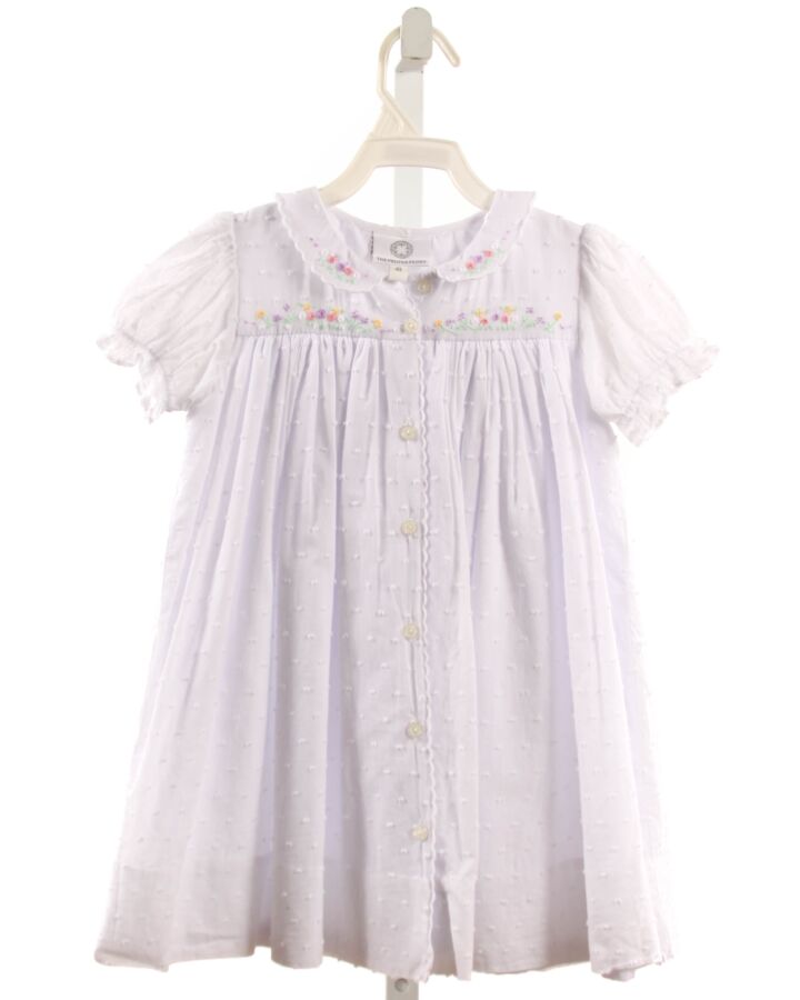 THE PROPER PEONY  WHITE SWISS DOT FLORAL EMBROIDERED DRESS