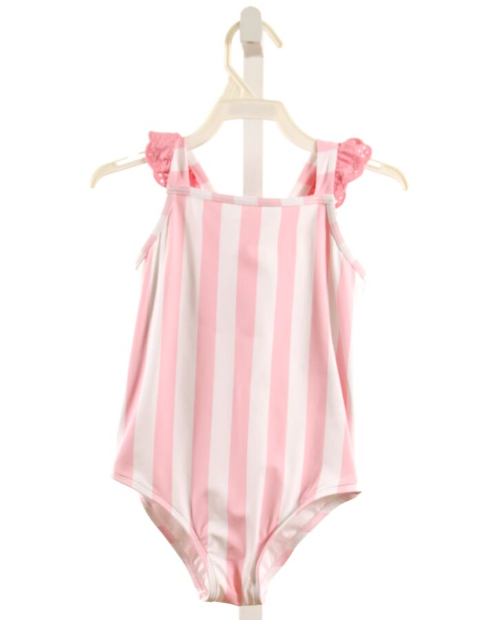 THE BEAUFORT BONNET COMPANY  PINK  STRIPED  1-PIECE SWIMSUIT WITH EYELET TRIM