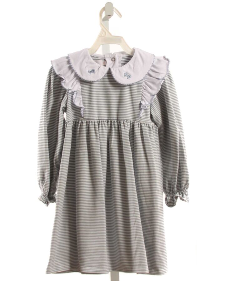 SAL & PIMENTA  LT BLUE  STRIPED  KNIT DRESS WITH PICOT STITCHING