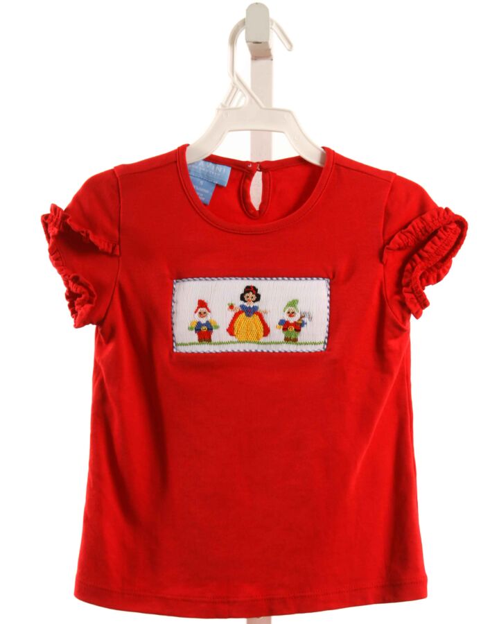 ANAVINI  RED   SMOCKED KNIT SS SHIRT