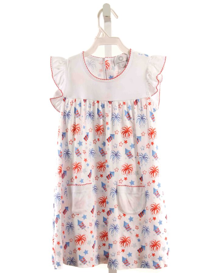 THE PROPER PEONY  WHITE  PRINT  KNIT DRESS WITH PICOT STITCHING