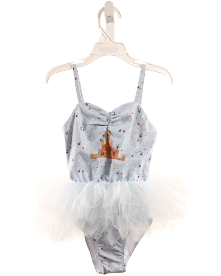 OOH  LA  LA  COUTURE  LT BLUE   PRINTED DESIGN 1-PIECE SWIMSUIT WITH TULLE