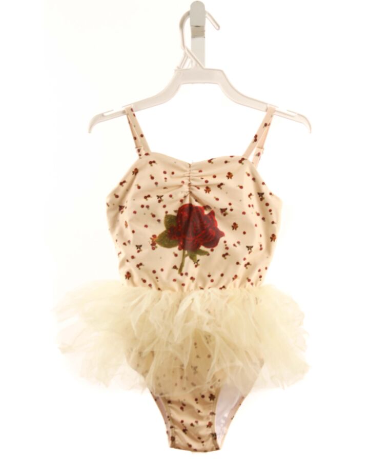 OOH  LA  LA  COUTURE  YELLOW  FLORAL PRINTED DESIGN 1-PIECE SWIMSUIT WITH TULLE