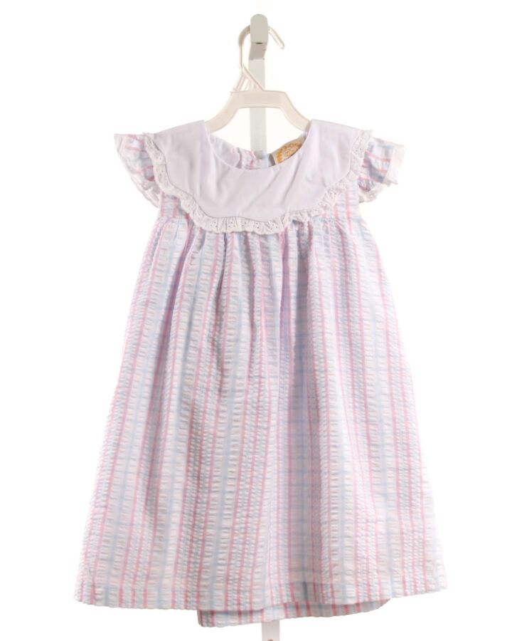 THE BEAUFORT BONNET COMPANY  MULTI-COLOR SEERSUCKER PLAID  DRESS WITH EYELET TRIM