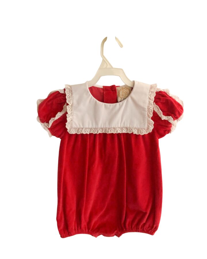 THE BEAUFORT BONNET COMPANY  RED VELVET   DRESSY BUBBLE WITH EYELET TRIM