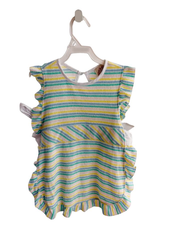 THE BEAUFORT BONNET COMPANY  GREEN TERRY CLOTH STRIPED  COVER UP WITH RUFFLE