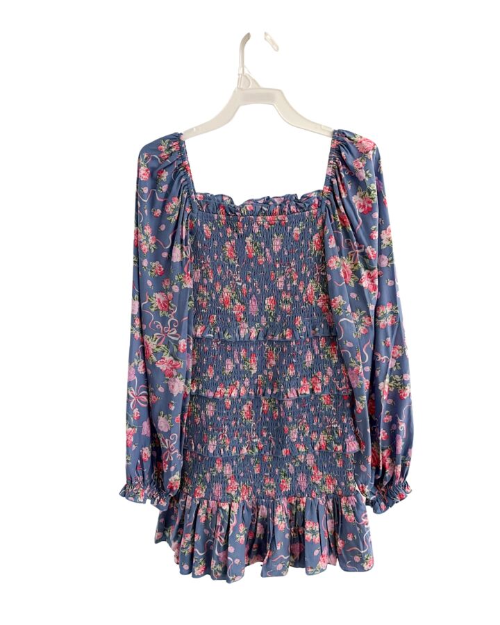 KATIEJNYC  BLUE  FLORAL SMOCKED DRESS