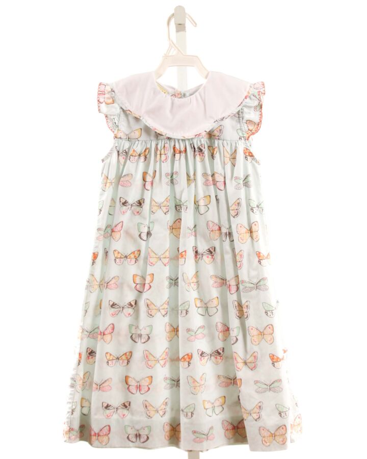 LE ZA ME  LT BLUE  PRINT  DRESS WITH PICOT STITCHING
