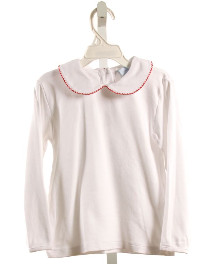 BELLA BLISS  WHITE    KNIT LS SHIRT WITH PICOT STITCHING