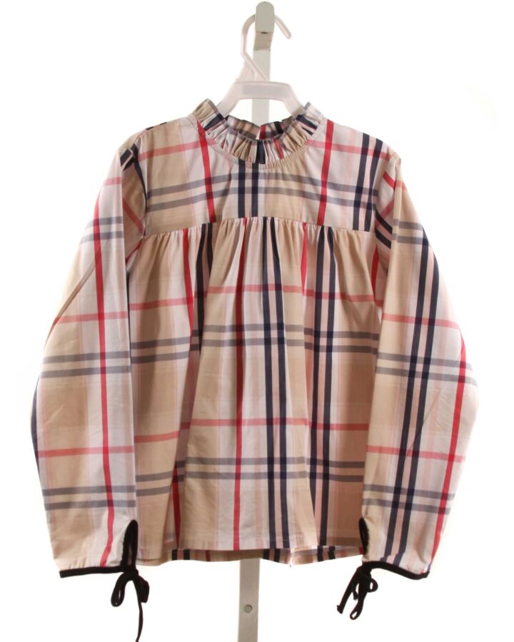 BELLA BLISS  IVORY  PLAID  DRESS SHIRT WITH RUFFLE