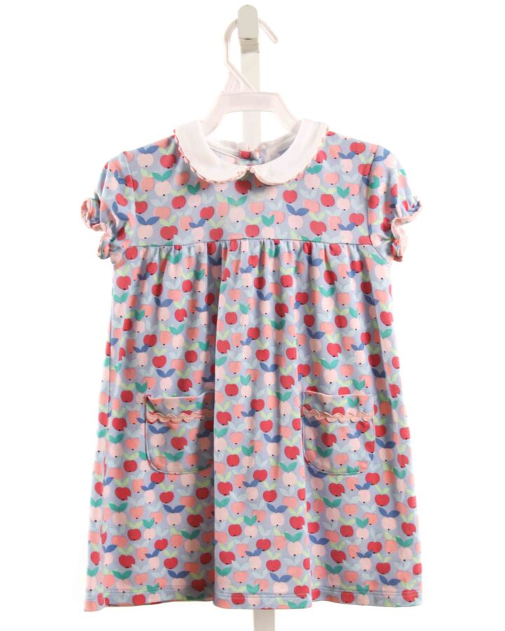 BELLA BLISS  BLUE   PRINTED DESIGN KNIT DRESS WITH RIC RAC