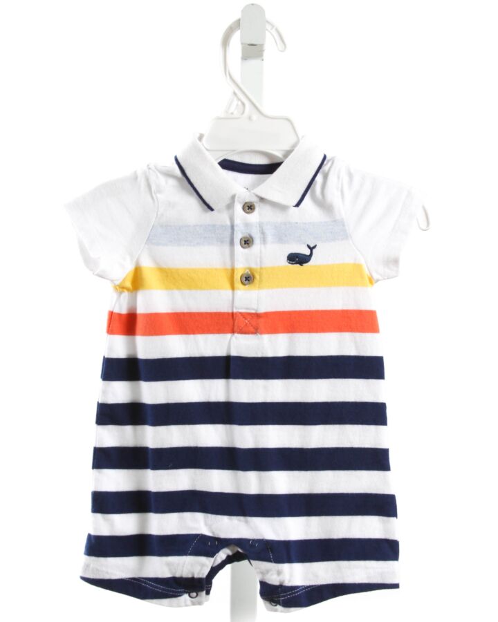 LITTLE ME  NAVY  STRIPED  KNIT SHORTALL