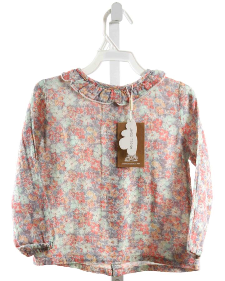 ANGEL DEAR  PINK  FLORAL  SHIRT-LS WITH RUFFLE
