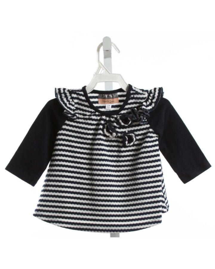 PIPPA & JULIE  NAVY  STRIPED  KNIT LS SHIRT WITH RUFFLE