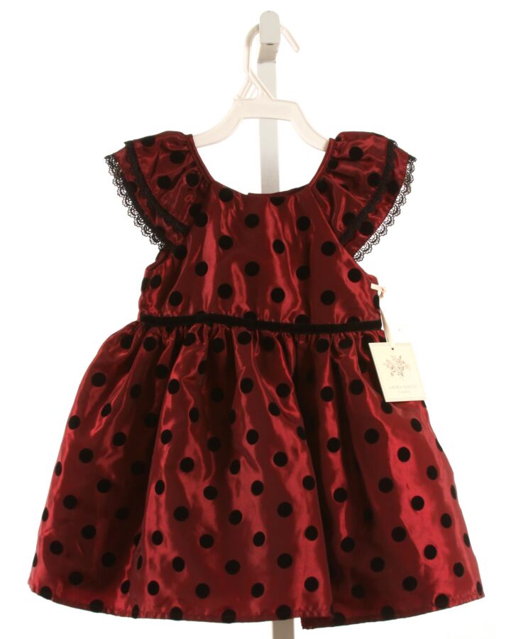 LAURA ASHLEY  MAROON  POLKA DOT  PARTY DRESS