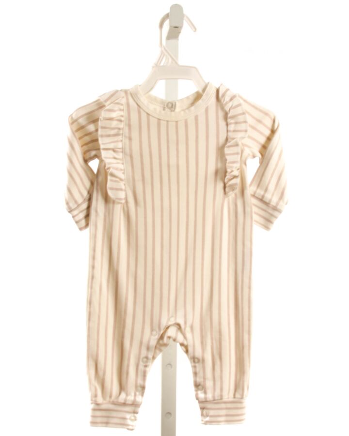 PEHR  IVORY  STRIPED  KNIT ROMPER WITH RUFFLE