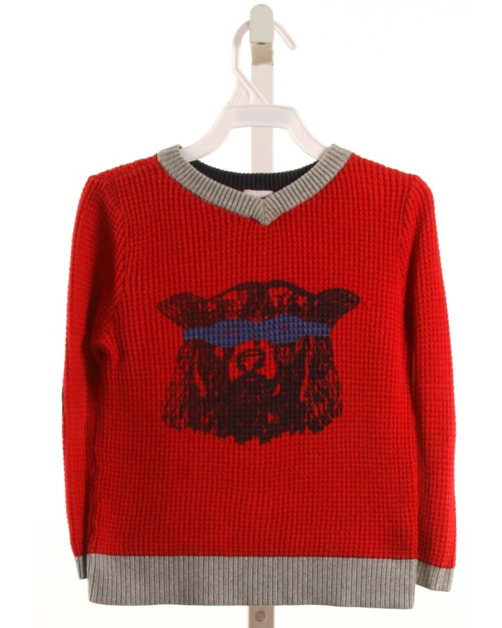 EGG  RED   PRINTED DESIGN KNIT LS SHIRT