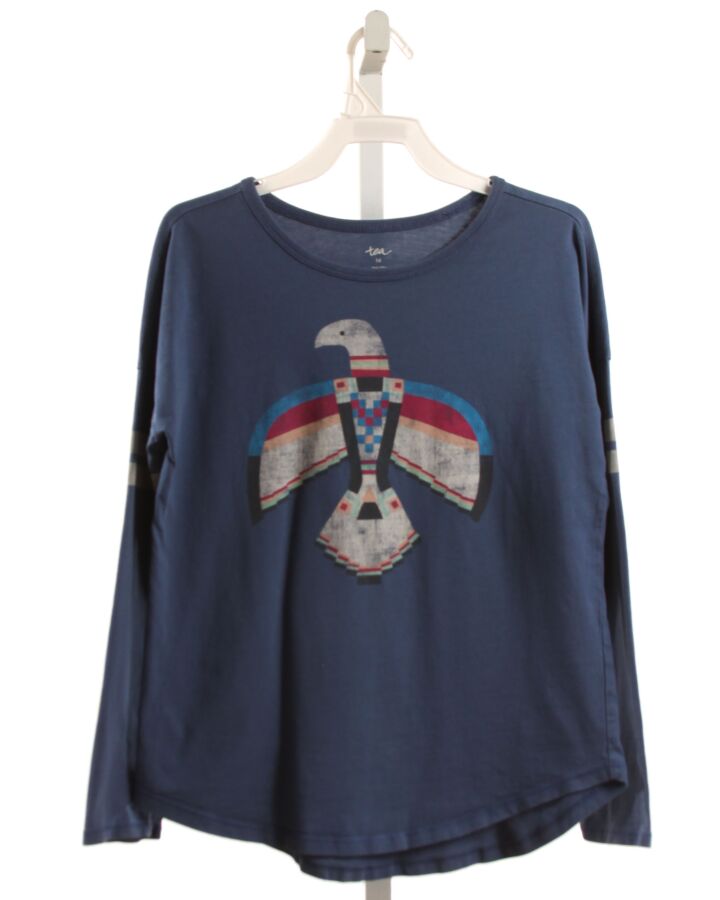 TEA  BLUE   PRINTED DESIGN KNIT LS SHIRT