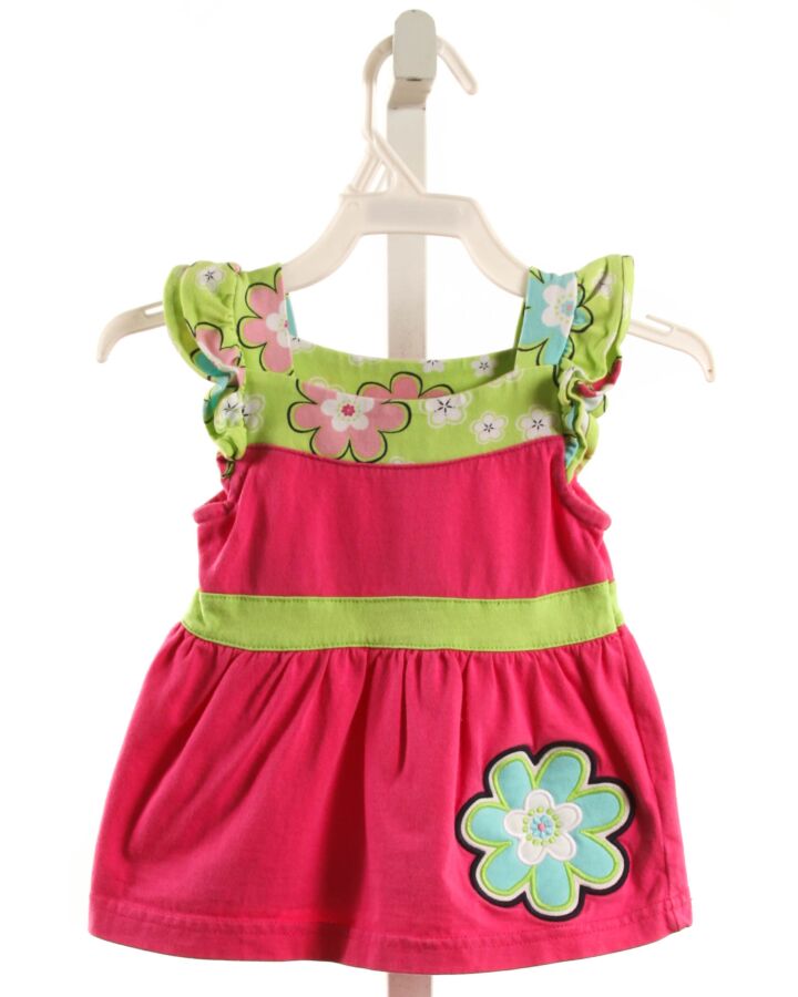 HARTSTRINGS  HOT PINK  FLORAL APPLIQUED SLEEVELESS SHIRT