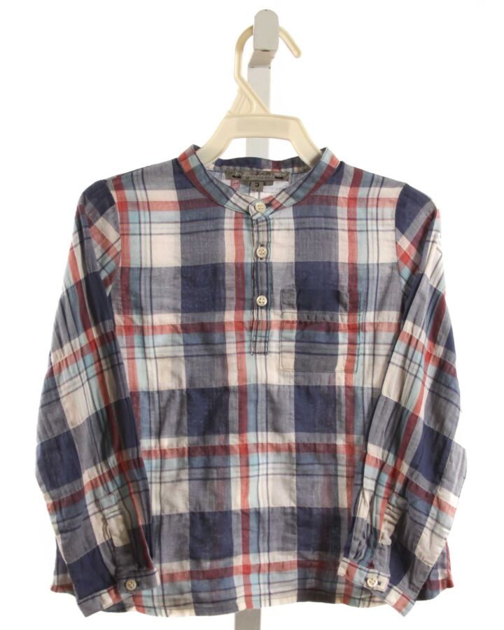 BONPOINT  BLUE  PLAID  SHIRT-LS