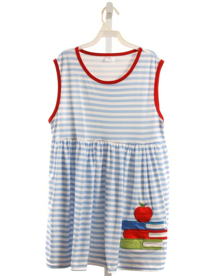 NO TAG  LT BLUE  STRIPED APPLIQUED KNIT DRESS