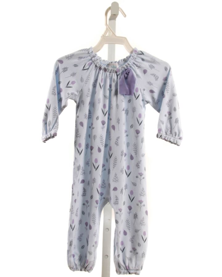 FEATHER BABY  LT BLUE  FLORAL  KNIT ROMPER WITH BOW