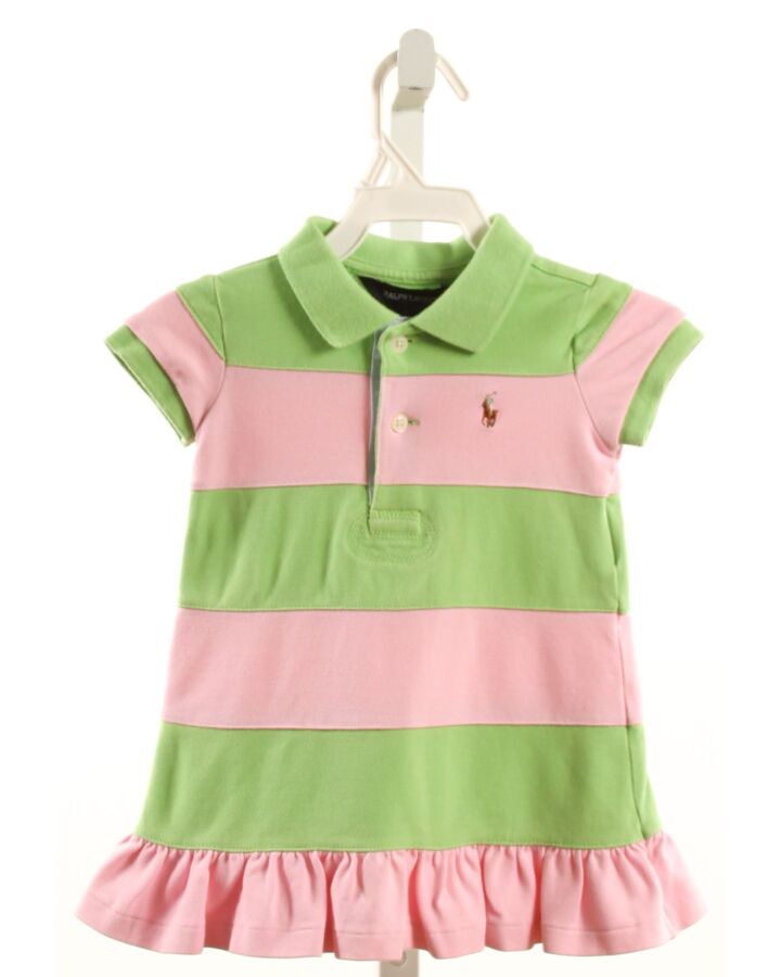 RALPH LAUREN  GREEN PIQUE STRIPED  KNIT DRESS
