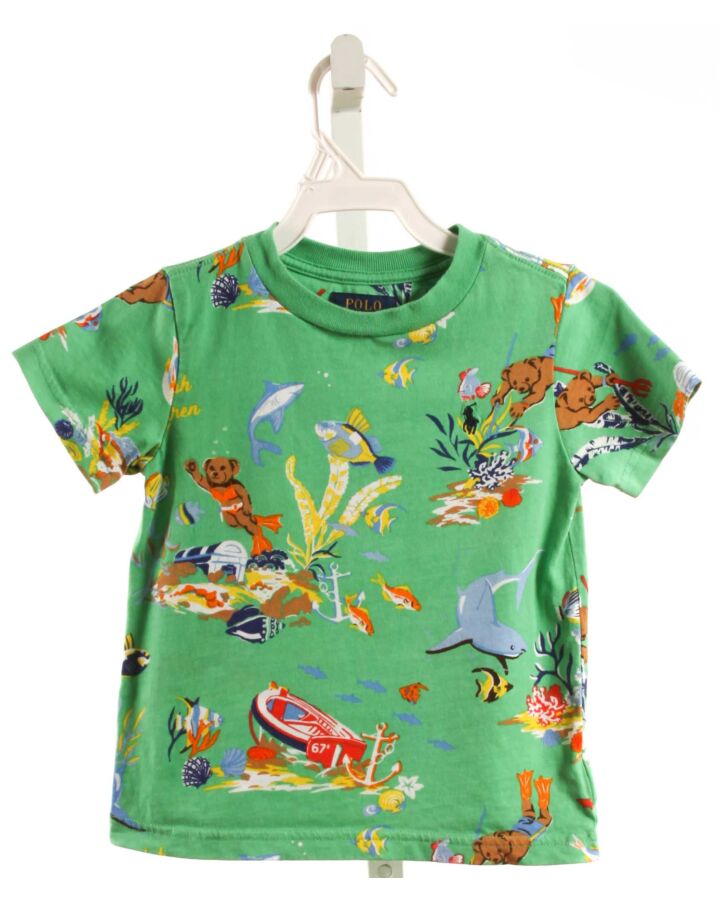 POLO BY RALPH LAUREN  GREEN KNIT  PRINTED DESIGN T-SHIRT