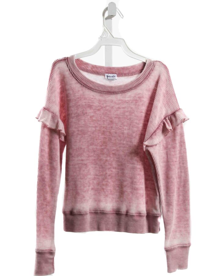 SPLENDID  PINK    KNIT LS SHIRT WITH RUFFLE