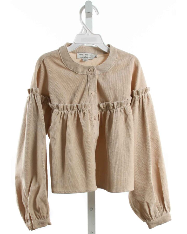 MOLLY BRACKEN  IVORY CORDUROY   SHIRT-LS WITH RUFFLE