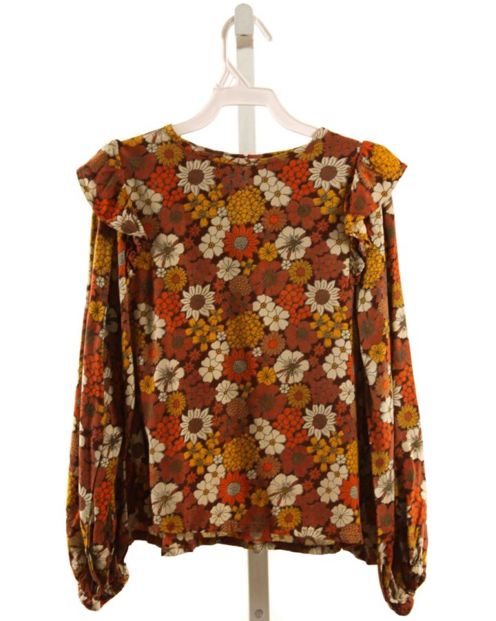 COMPANIA FANTASTICA   BROWN  FLORAL  DRESS SHIRT