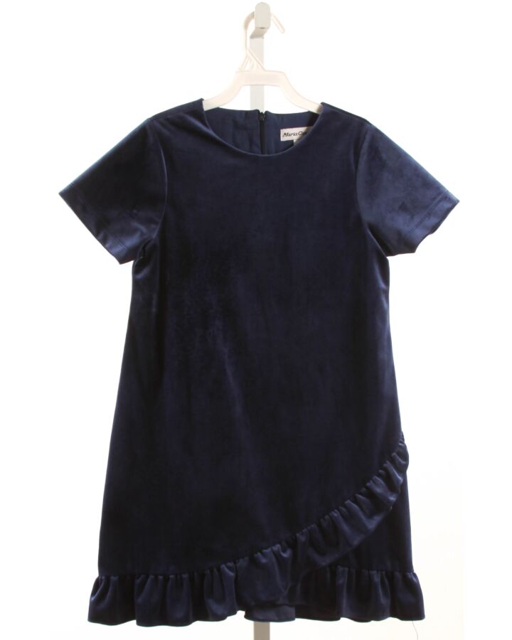 MARIA CASERO  NAVY VELVET   PARTY DRESS WITH RUFFLE