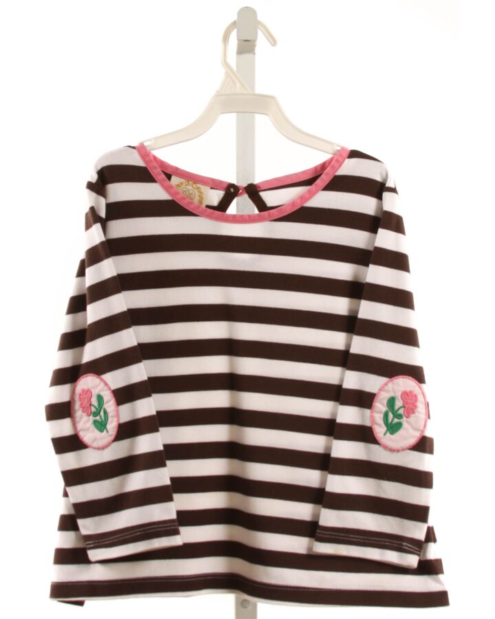 THE BEAUFORT BONNET COMPANY  BROWN  STRIPED APPLIQUED KNIT LS SHIRT