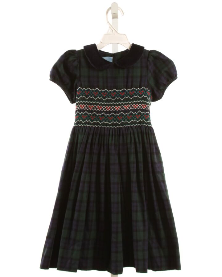 BELLA BLISS  FOREST GREEN  PLAID SMOCKED DRESS