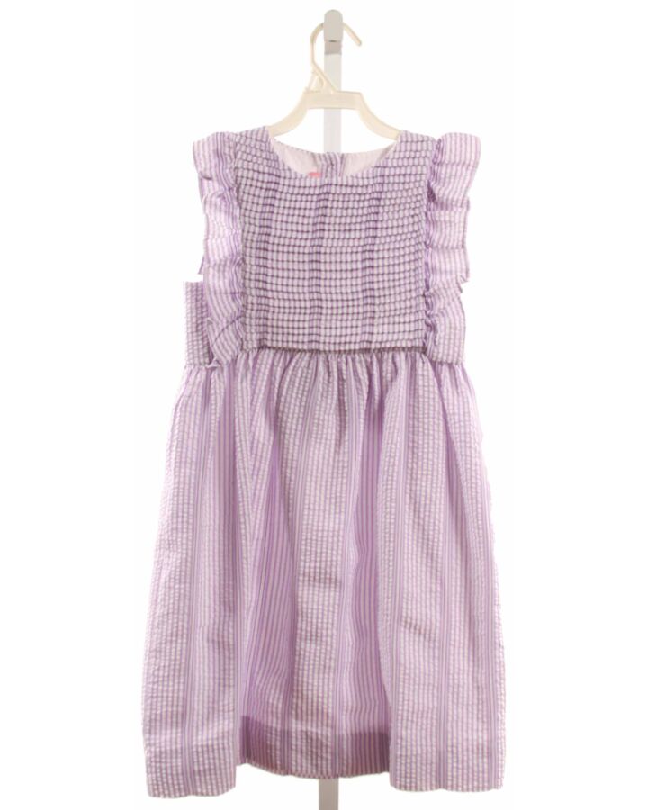BISBY BY LITTLE ENGLISH  LAVENDER SEERSUCKER STRIPED  DRESS WITH RUFFLE