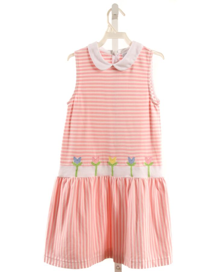 FLORENCE EISEMAN  PINK  STRIPED APPLIQUED KNIT DRESS