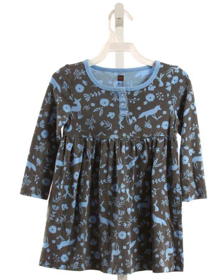 TEA  BLUE  FLORAL  KNIT DRESS